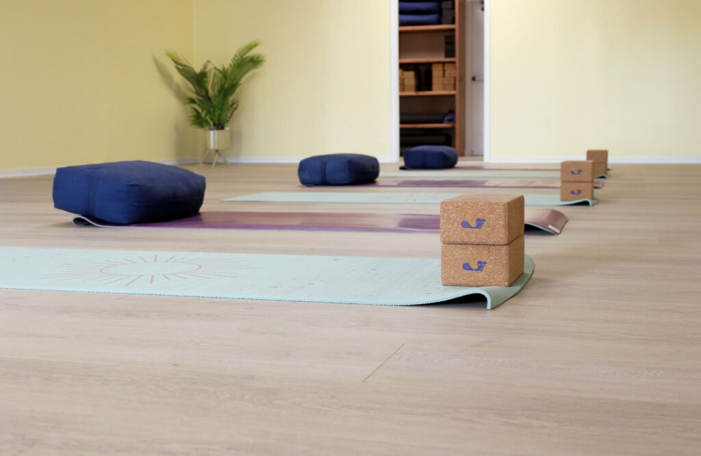 Calm SoulCare movement studio with mats, bolsters and cork blocks